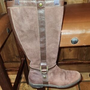 Cole Haan Womens Suede/Leather Riding Boots, Size 8.5, Brown